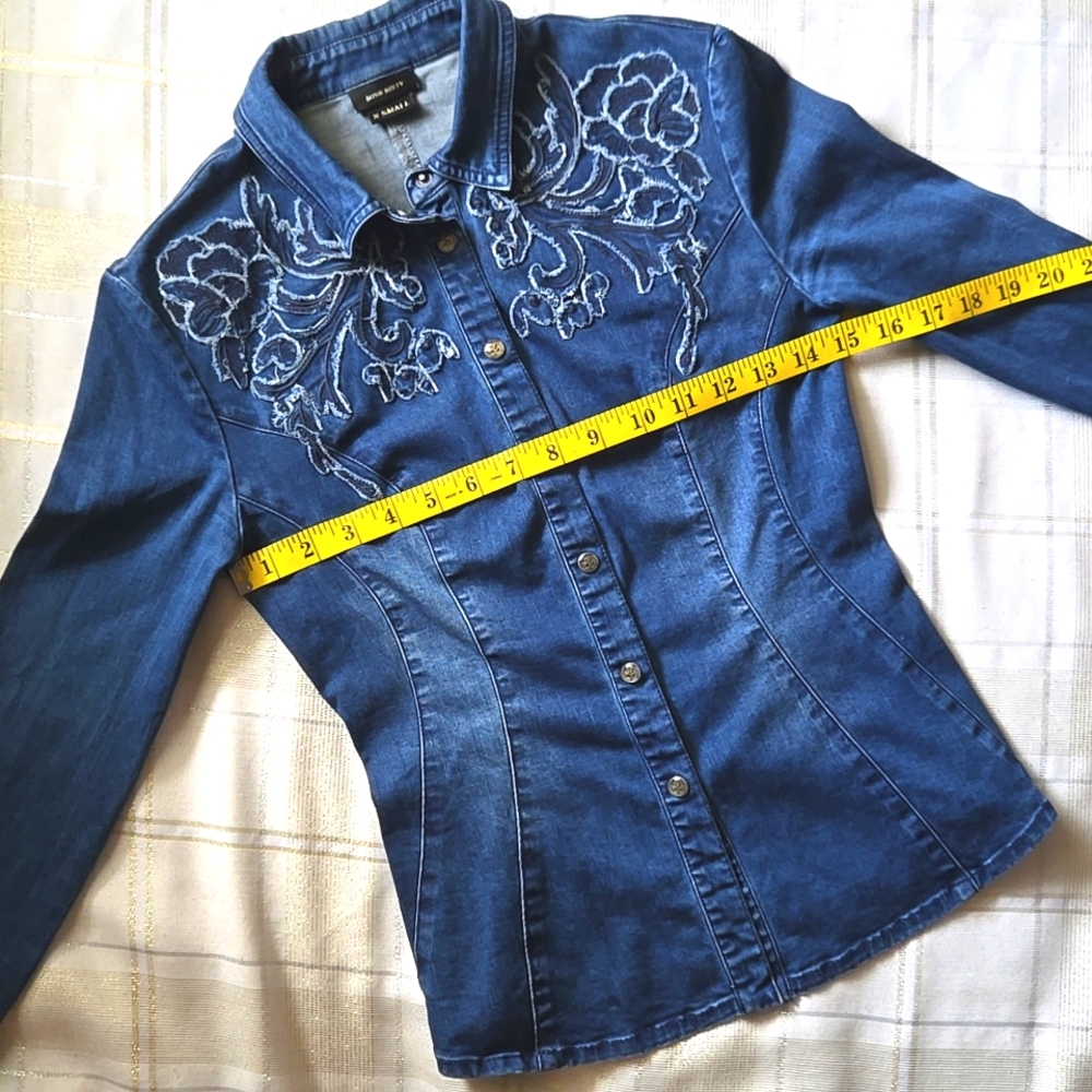 Miss Sixty Floral Denim Button-Up Shirt - Picture 11 of 12